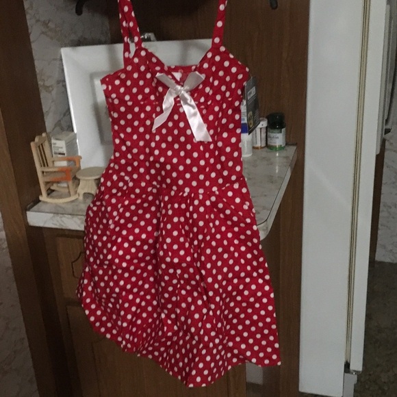 🆕 Kids Red Polka Dot 50s Dress Costume, Small 4-6, Ages 7+ - Picture 4 of 4